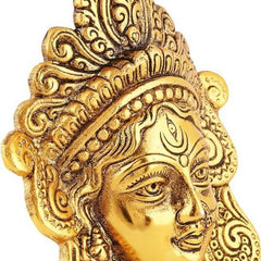 Ambika Durga Face Wall Hanging Metal Idol Showpiece - 15.24 cm  (Gold Plated, Metal, Gold)